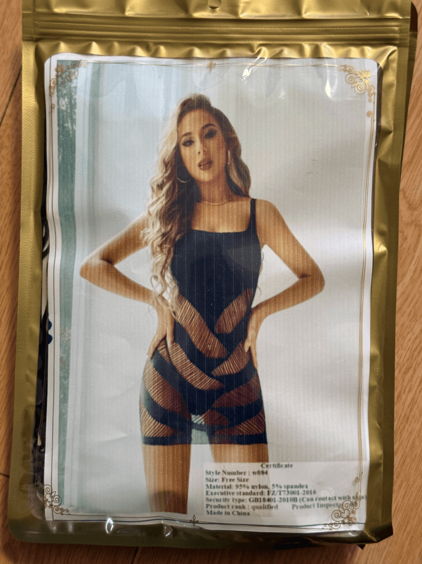 Striped Fishnet Bodysuit - thumbnail 4