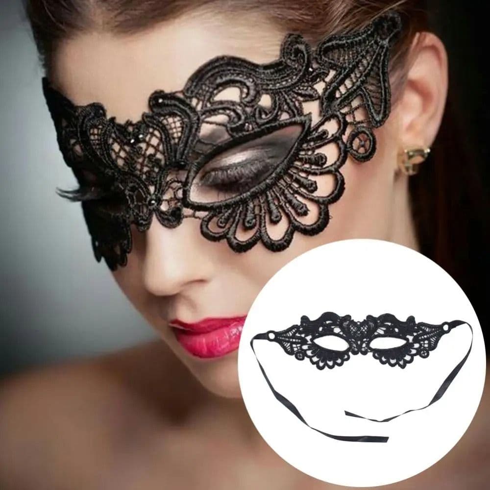 Black Party Mask for Women Hollow Lace Masquerade Blindfold Face Masks Princess Prom Party Props Costume Graduation - thumbnail 4