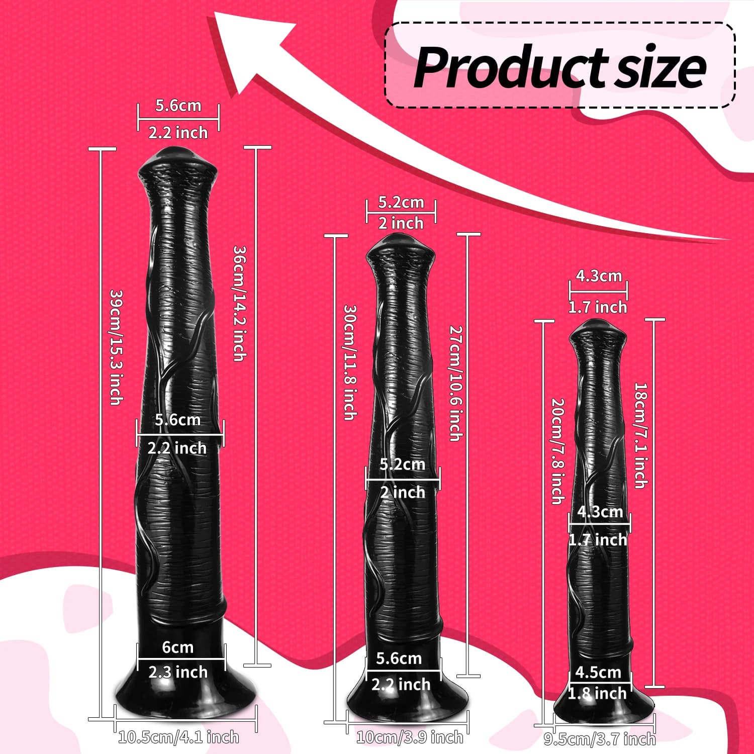 Fifteen inch textured horse dildo with suction base - thumbnail 6