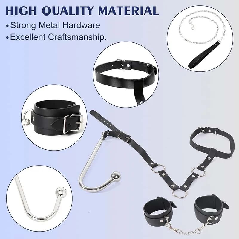 Comprehensive bondage and restraint set in PU leather - thumbnail 4