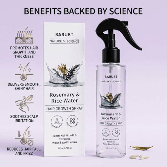 Rosemary & Rice Water Hair Growth Spray, Natural Anti Hair Loss Treatment, 200ml - thumbnail 2