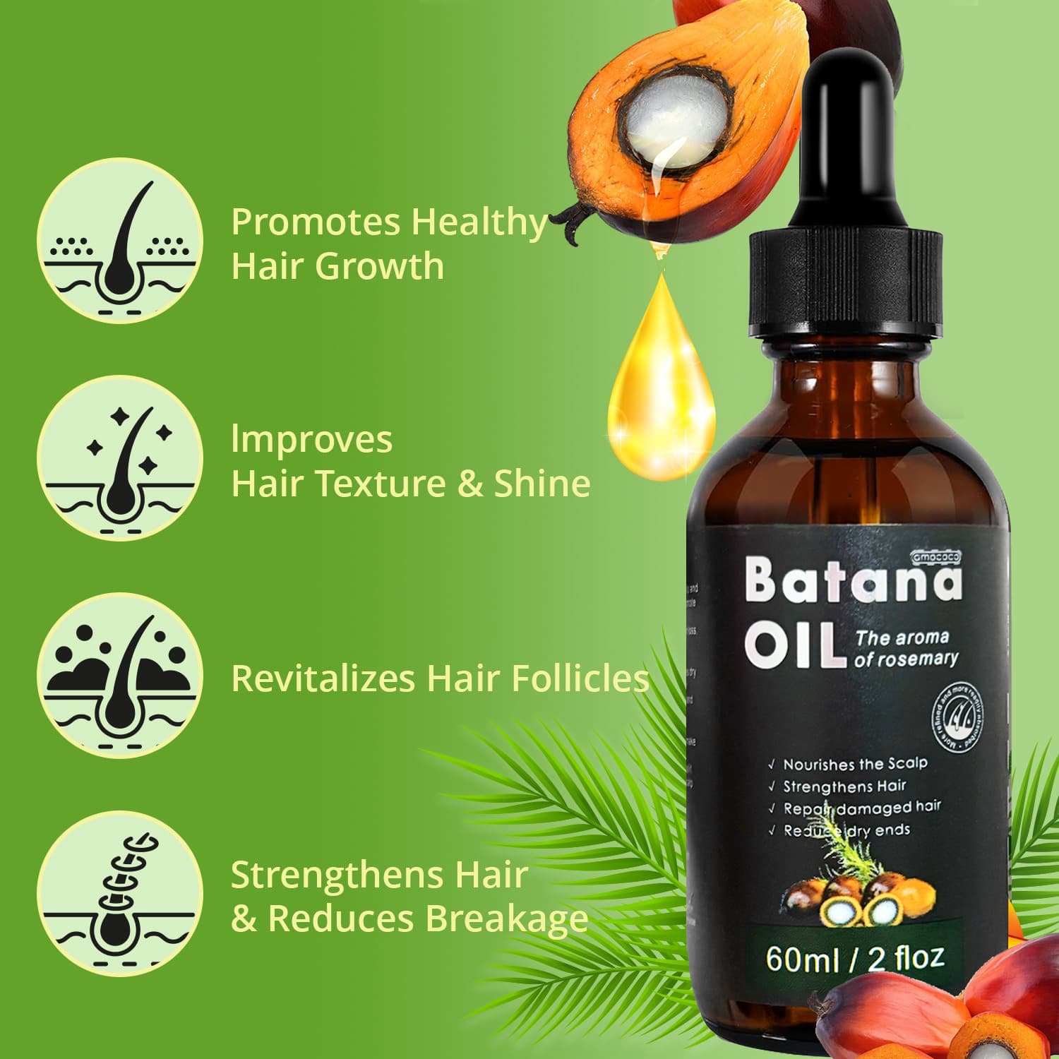 Only Supports Self Pickup With Waybill Amococo Batana Oil With Rosemary Cold Pressed Natural Hair Growth Oil, Nourishes Scalp, Repairs Damaged Hair, Reduces Split Ends, Boosts Hair Thickness & - thumbnail 8