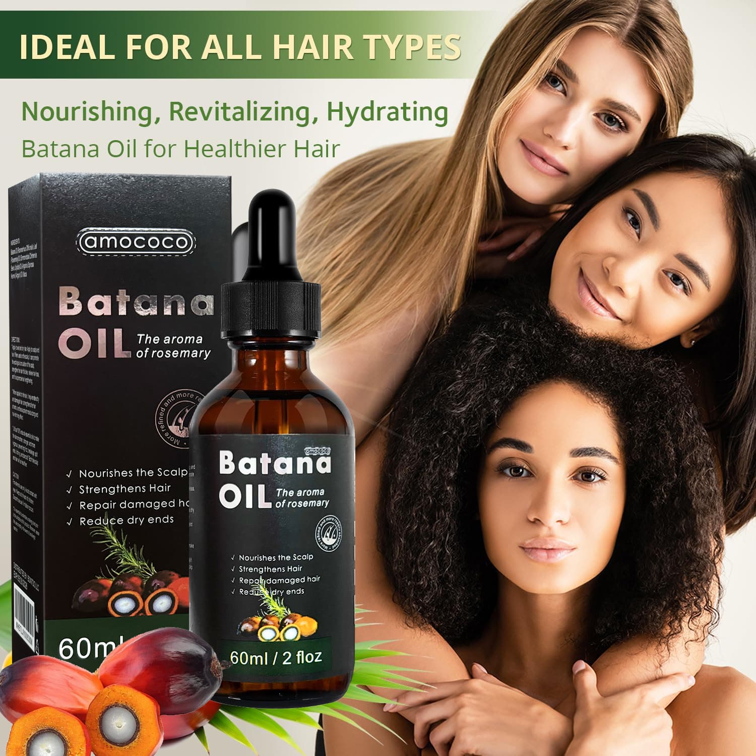 Only Supports Self Pickup With Waybill Amococo Batana Oil With Rosemary Cold Pressed Natural Hair Growth Oil, Nourishes Scalp, Repairs Damaged Hair, Reduces Split Ends, Boosts Hair Thickness & - image 1
