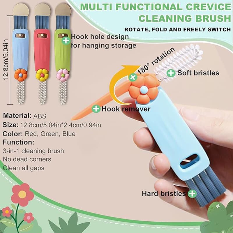 3PCS 3in1 Multifunctional Bottle Cleaning Brush Set For Cup Lids And Tight Gaps, Home Kitchen Water Bottle Cleaner Brush For Plastic Cups And Crevice Cleaning - thumbnail 5
