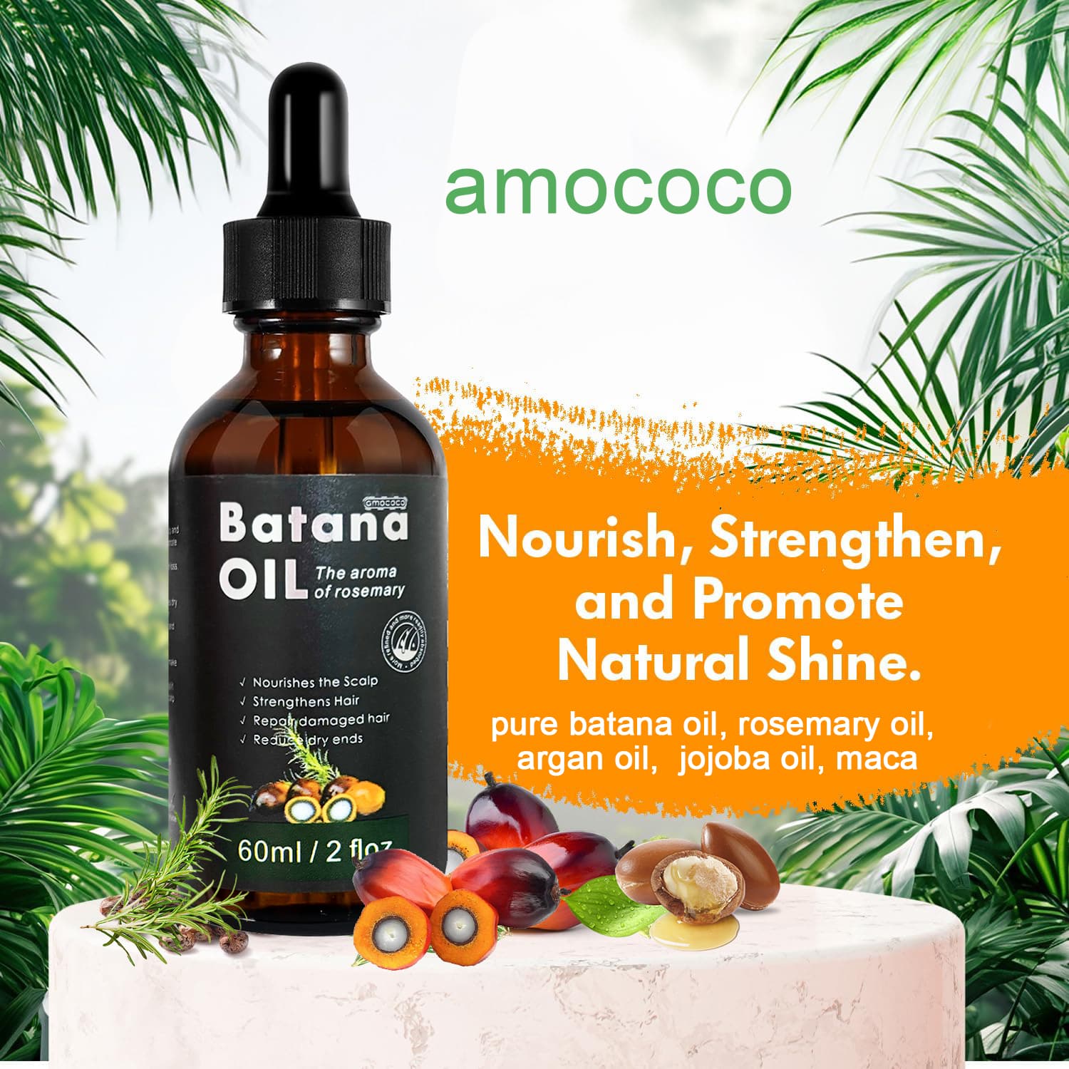Only Supports Self Pickup With Waybill Amococo Batana Oil With Rosemary Cold Pressed Natural Hair Growth Oil, Nourishes Scalp, Repairs Damaged Hair, Reduces Split Ends, Boosts Hair Thickness & - thumbnail 9