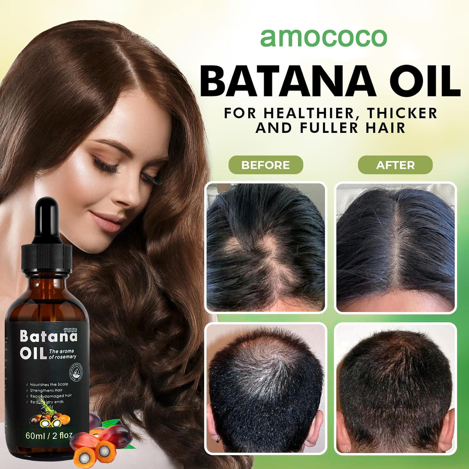 Only Supports Self Pickup With Waybill Amococo Batana Oil With Rosemary Cold Pressed Natural Hair Growth Oil, Nourishes Scalp, Repairs Damaged Hair, Reduces Split Ends, Boosts Hair Thickness & - thumbnail 3