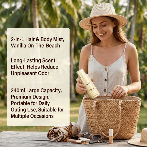 Vanilla Coconut Hair & Body Mist, Long-Lasting Fragrance Spray, Refreshing Non-Sticky Formula, 240ml - thumbnail 2