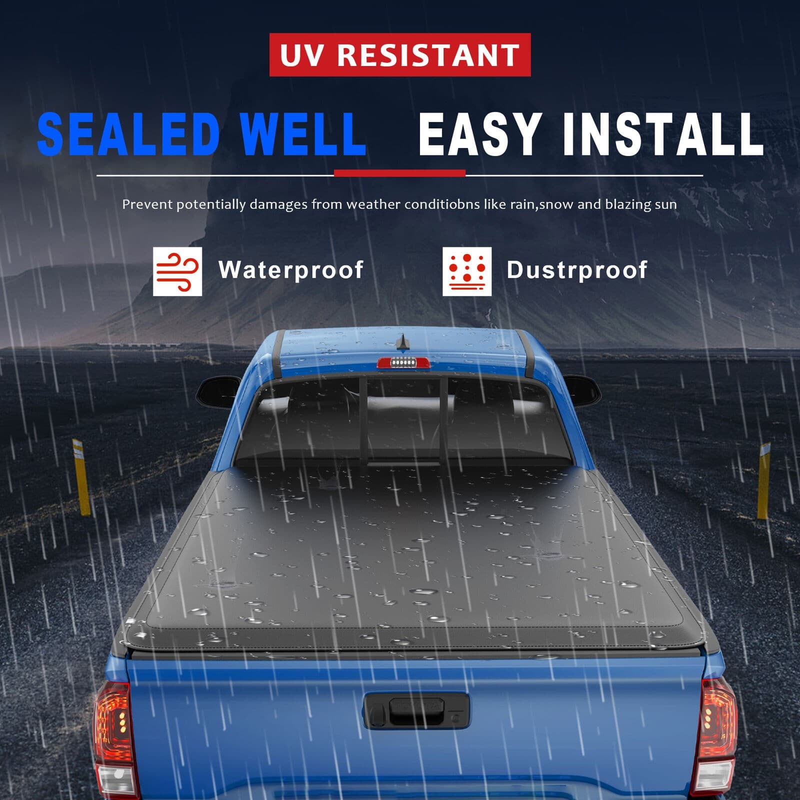 6FT Truck Bed Soft Roll Up Vinyl Tonneau Cover--A86364-915JM44410 - thumbnail 3