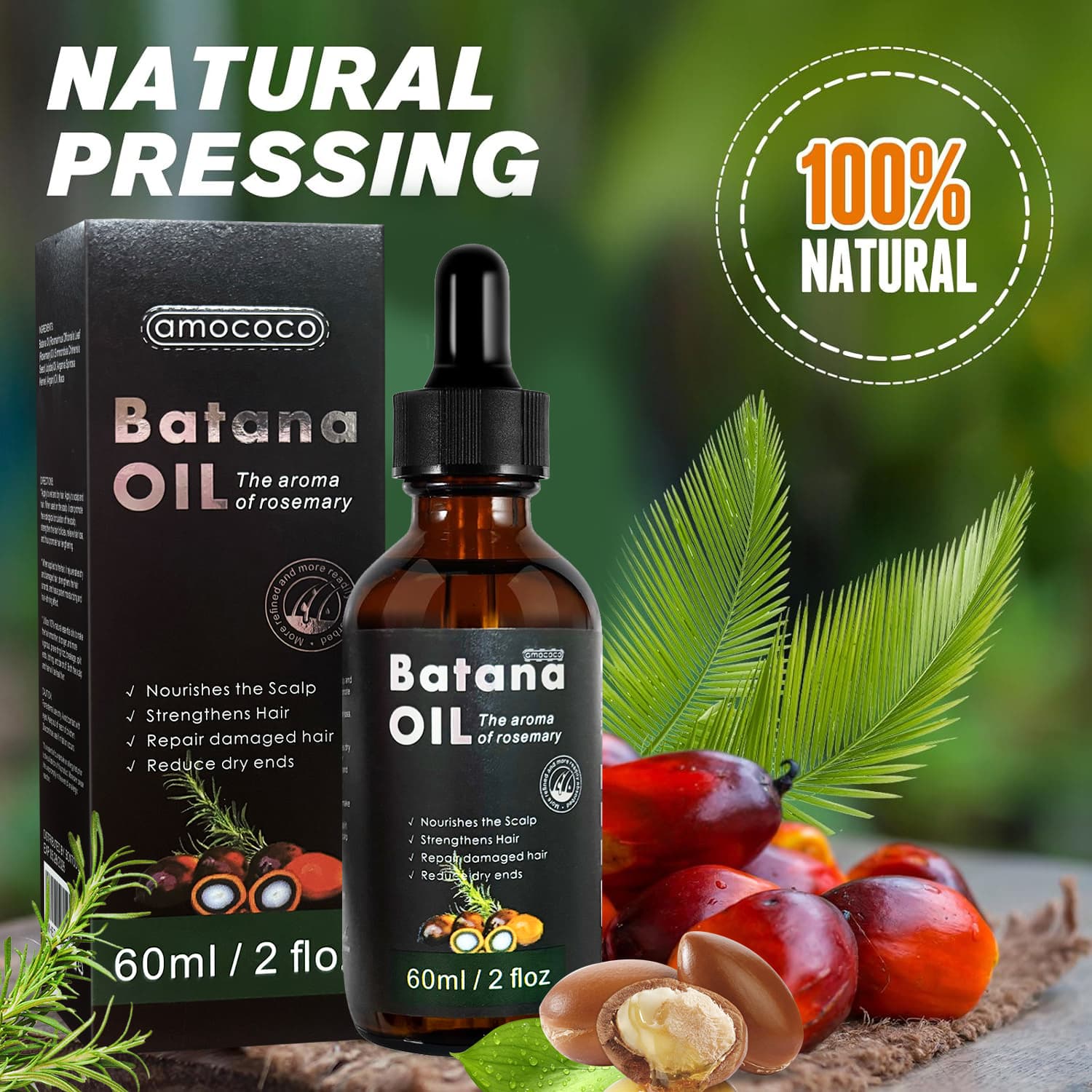 Only Supports Self Pickup With Waybill Amococo Batana Oil With Rosemary Cold Pressed Natural Hair Growth Oil, Nourishes Scalp, Repairs Damaged Hair, Reduces Split Ends, Boosts Hair Thickness & - thumbnail 3