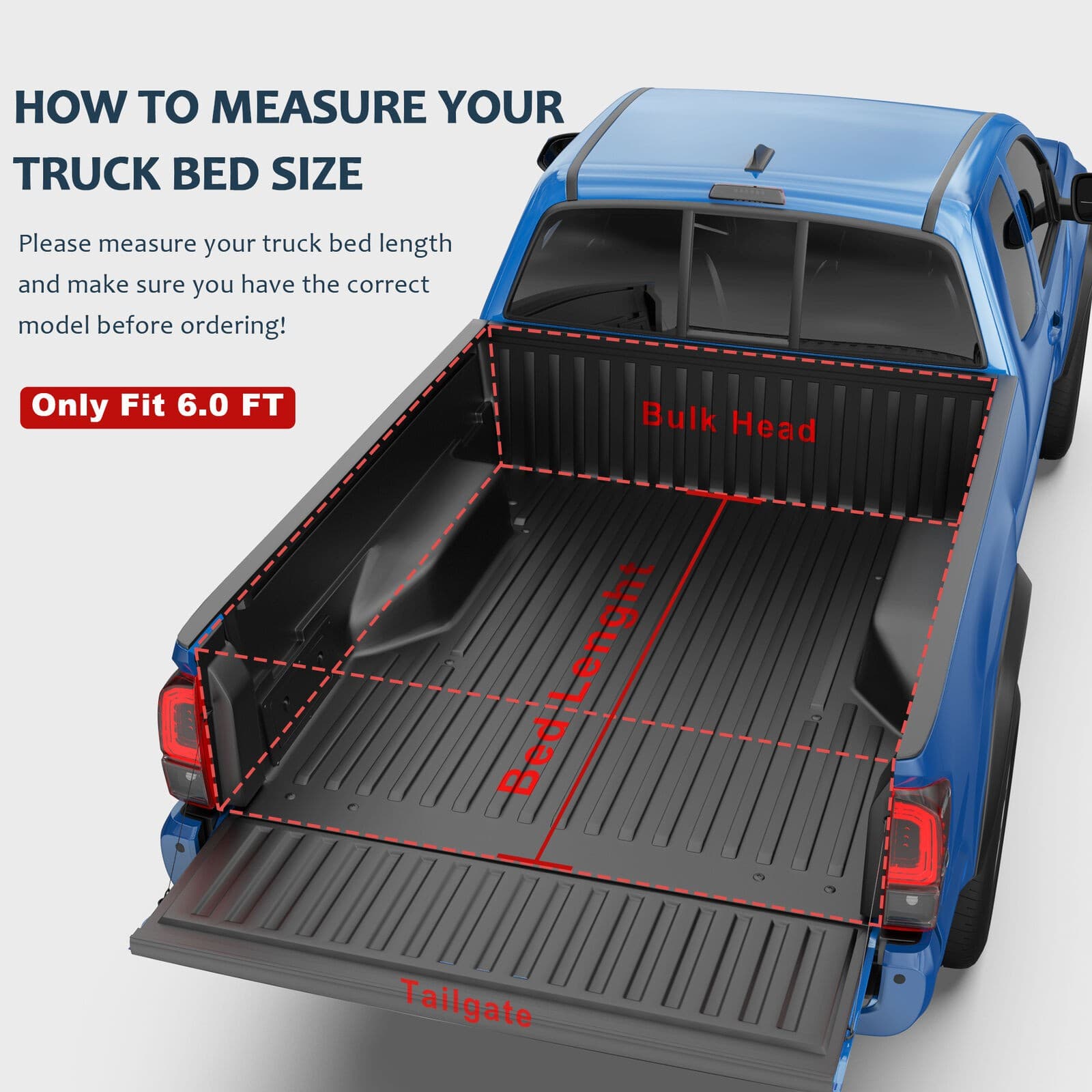 6FT Truck Bed Soft Roll Up Vinyl Tonneau Cover--A86364-915JM44410 - thumbnail 6