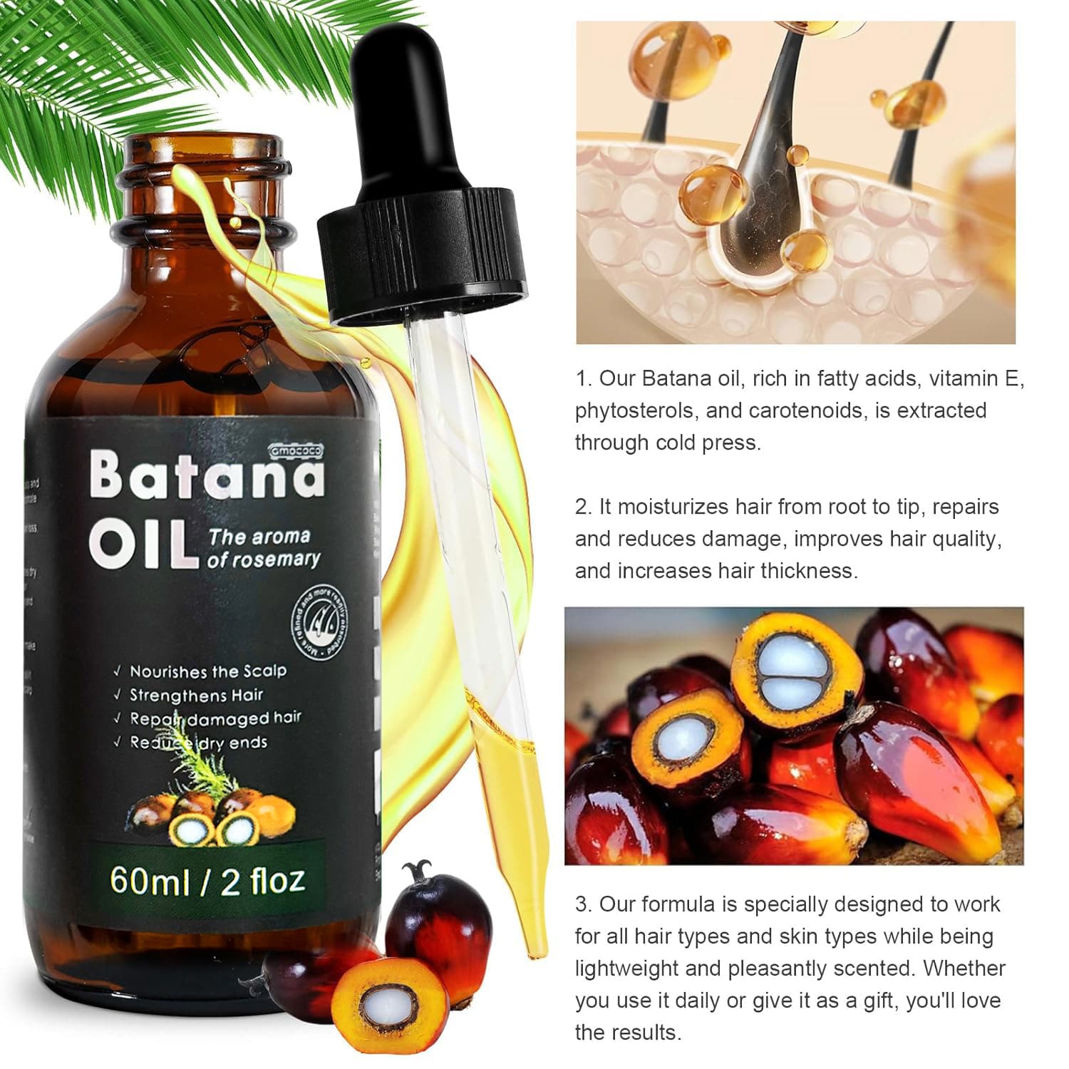 Only Supports Self Pickup With Waybill Amococo Batana Oil With Rosemary Cold Pressed Natural Hair Growth Oil, Nourishes Scalp, Repairs Damaged Hair, Reduces Split Ends, Boosts Hair Thickness & - thumbnail 9
