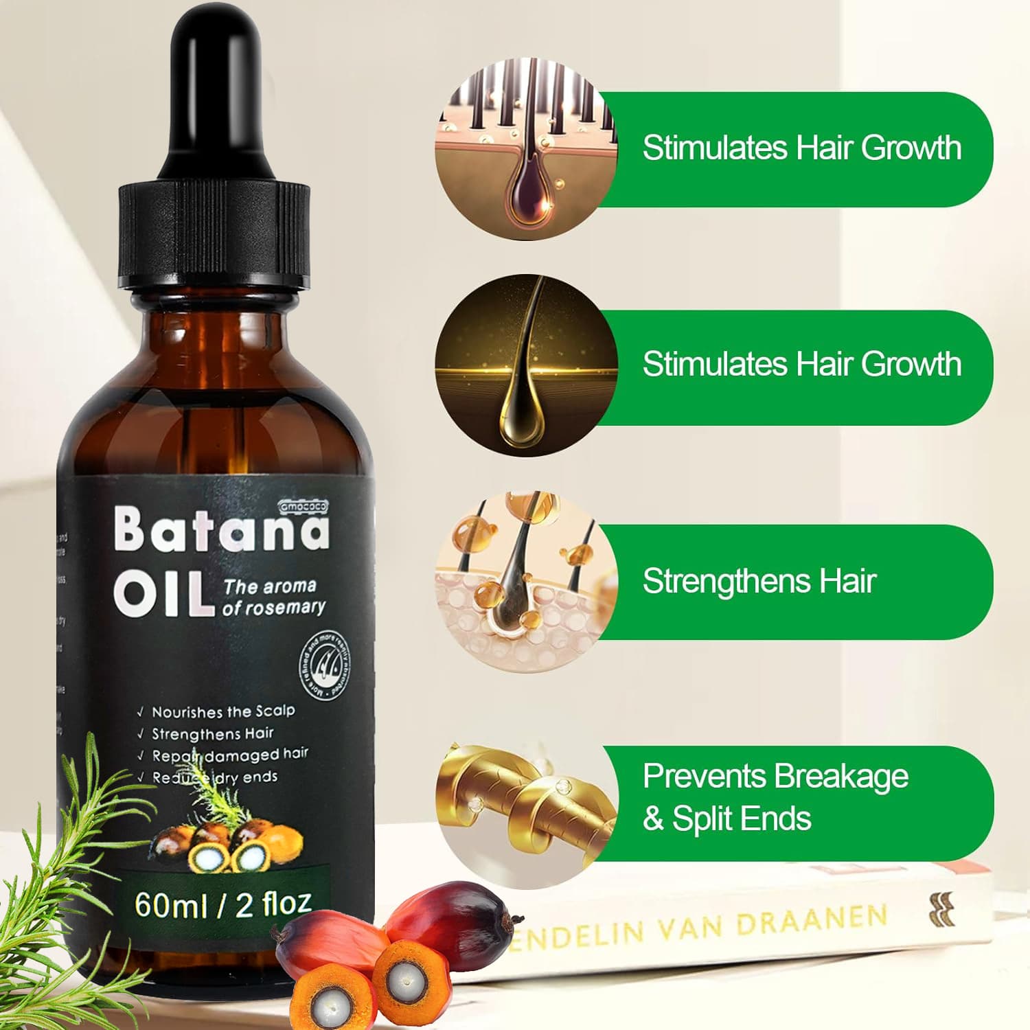 Only Supports Self Pickup With Waybill Amococo Batana Oil With Rosemary Cold Pressed Natural Hair Growth Oil, Nourishes Scalp, Repairs Damaged Hair, Reduces Split Ends, Boosts Hair Thickness & - thumbnail 2