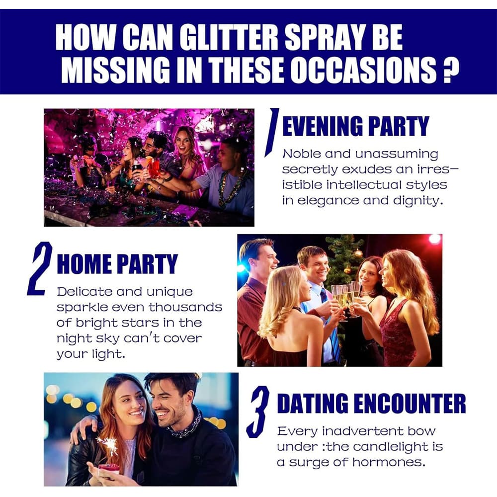 Glitter Spray,Long-Lasting Sparkle Effect Shiny Glitter Spray For Hair Body - thumbnail 5