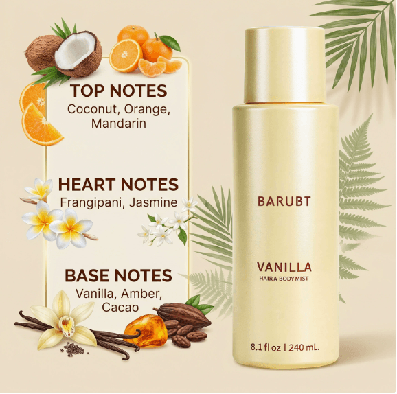 Vanilla Coconut Hair & Body Mist, Long-Lasting Fragrance Spray, Refreshing Non-Sticky Formula, 240ml - thumbnail 5