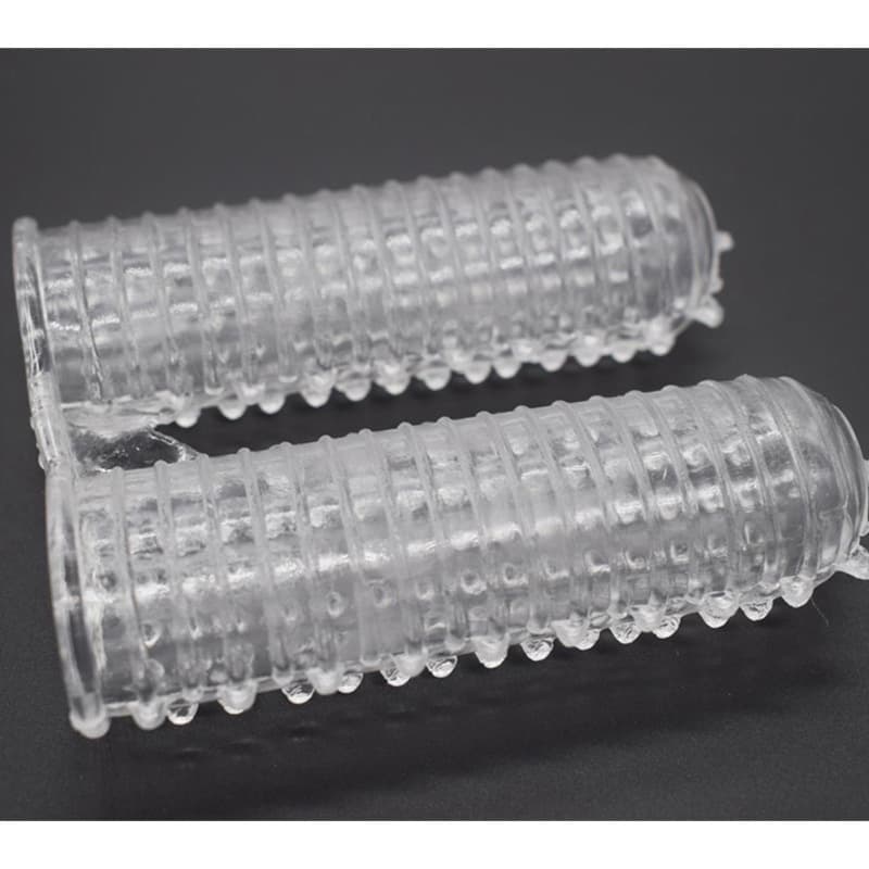 Double Finger Stall Buckle Set Particle Barbed Crystal Exotic Condom Couple Toys - thumbnail 7