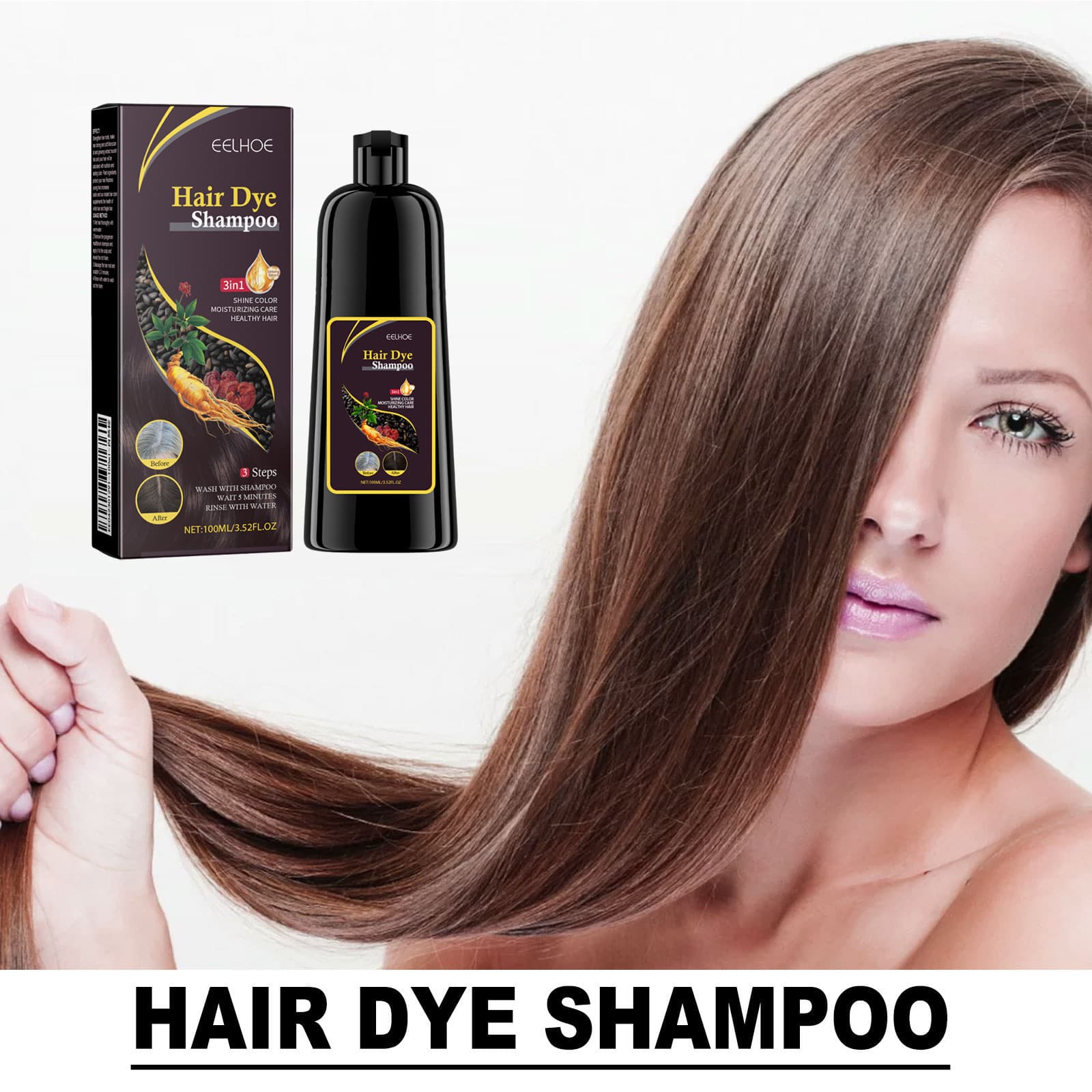 EELHOE Black Hair Shampoo Polygonum Multiflorum For DarkLustrousAnd Nourished Hair - thumbnail 4