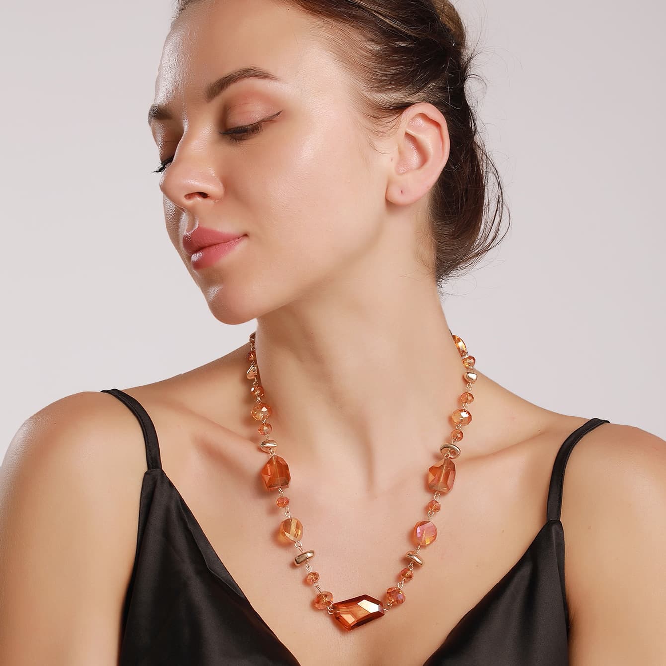 Plating Color Opposite-sex Crystal Non-fading Necklace