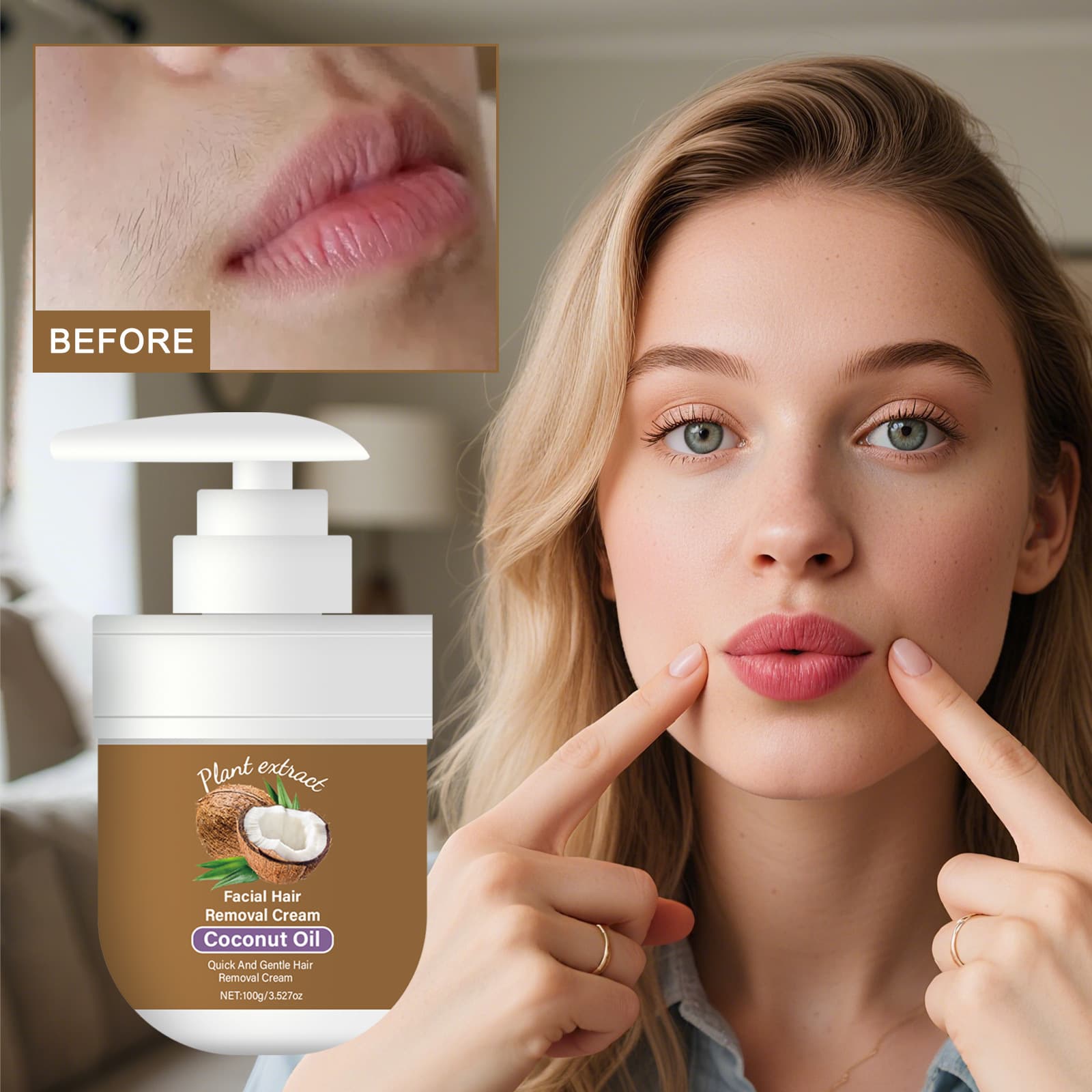 Coconut Oil Facial Hair Removal Cream Is Gentle And Non-irritating - thumbnail 5