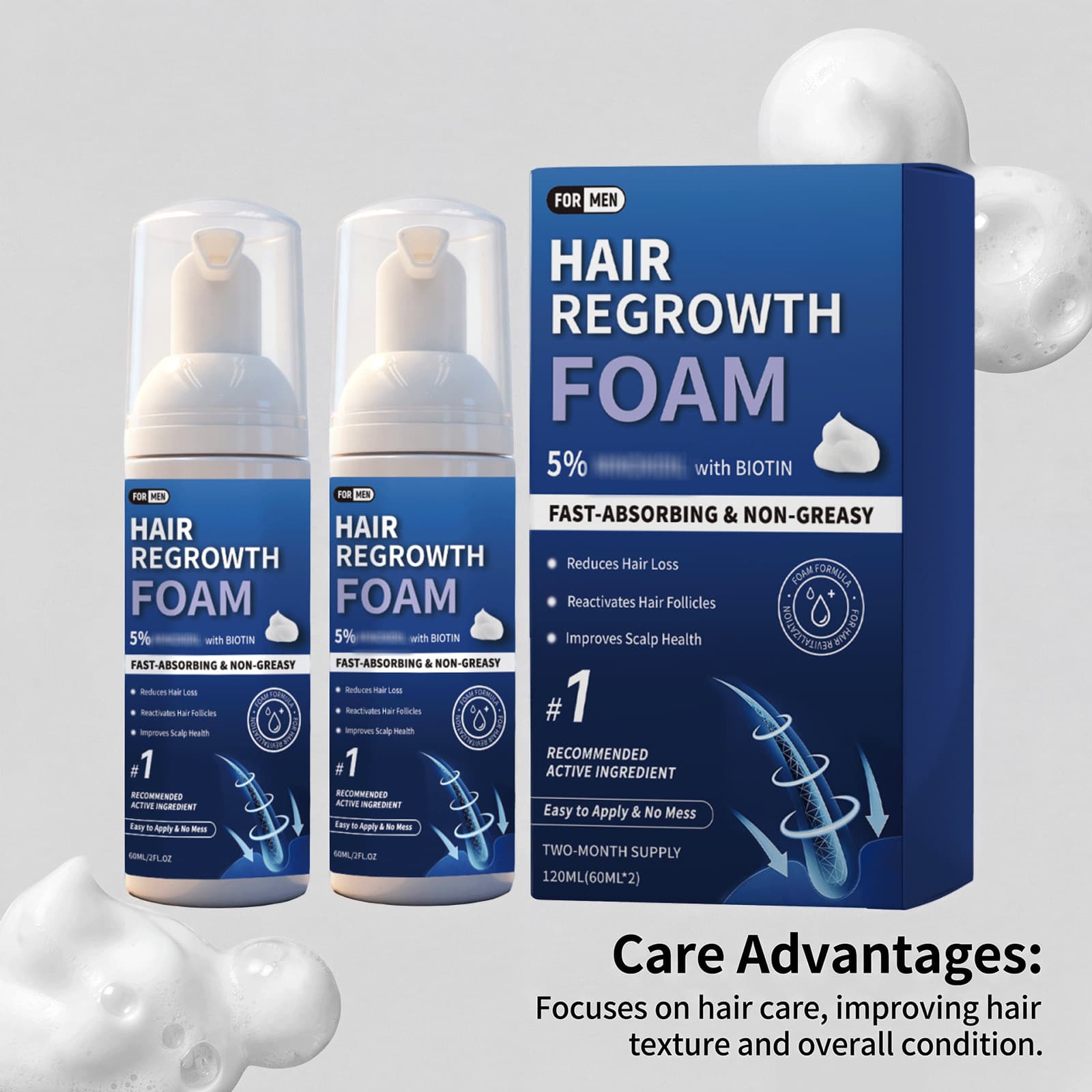 Mens Hair Foam Mousse Gently Cleanses Controls Oil - thumbnail 5