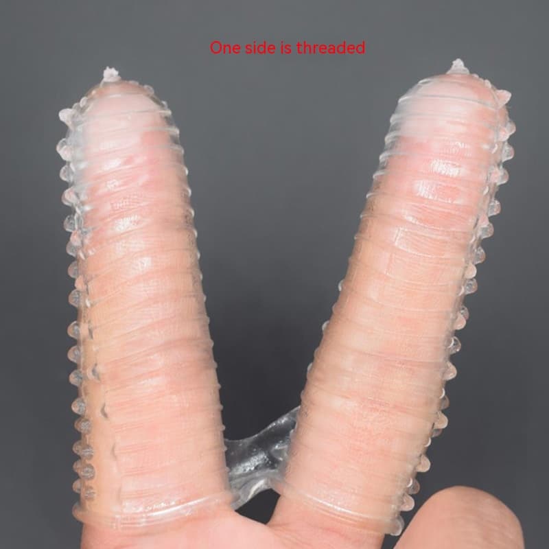 Double Finger Stall Buckle Set Particle Barbed Crystal Exotic Condom Couple Toys - thumbnail 5