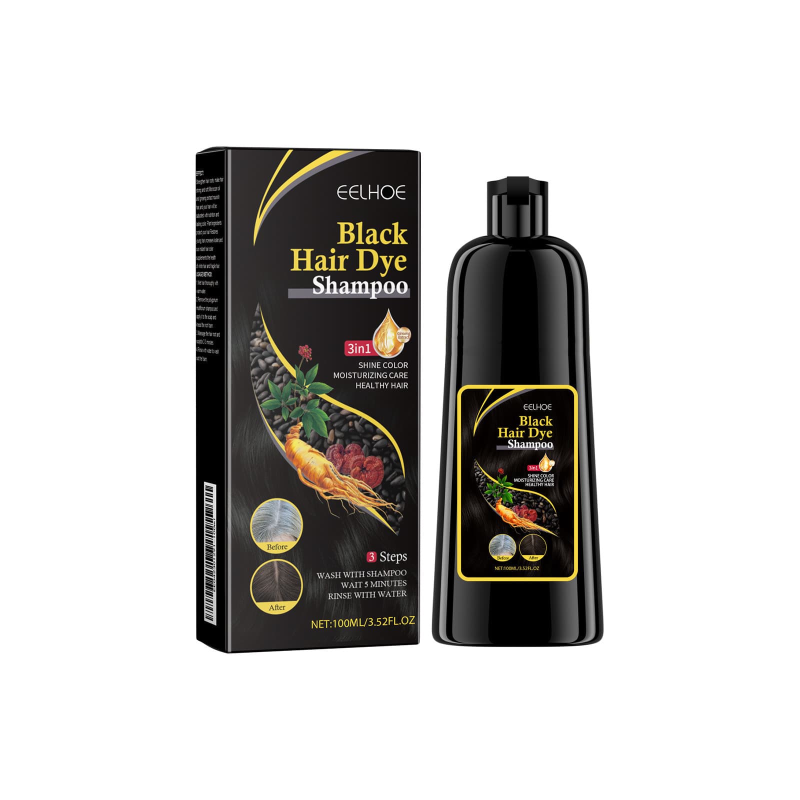 EELHOE Black Hair Shampoo Polygonum Multiflorum For DarkLustrousAnd Nourished Hair - thumbnail 5