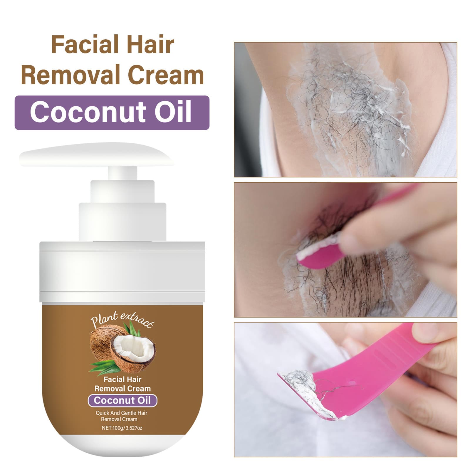Coconut Oil Facial Hair Removal Cream Is Gentle And Non-irritating - thumbnail 4