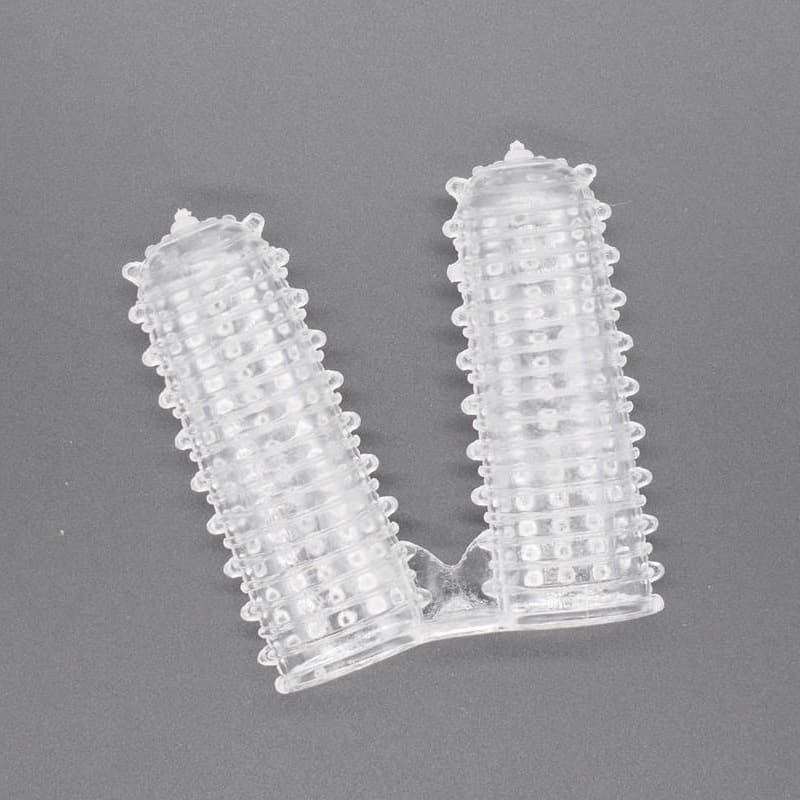 Double Finger Stall Buckle Set Particle Barbed Crystal Exotic Condom Couple Toys - image 1
