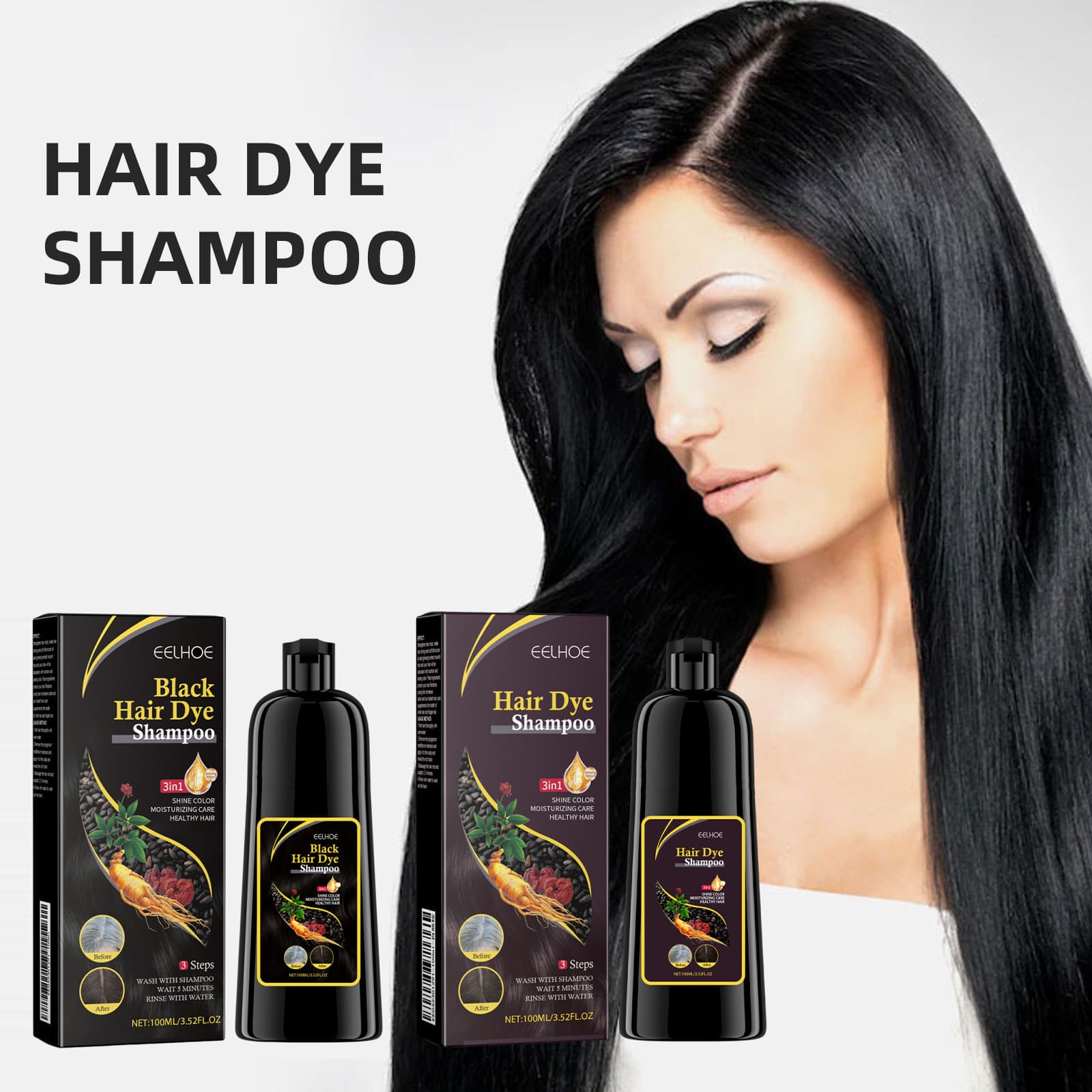 EELHOE Black Hair Shampoo Polygonum Multiflorum For DarkLustrousAnd Nourished Hair - image 1