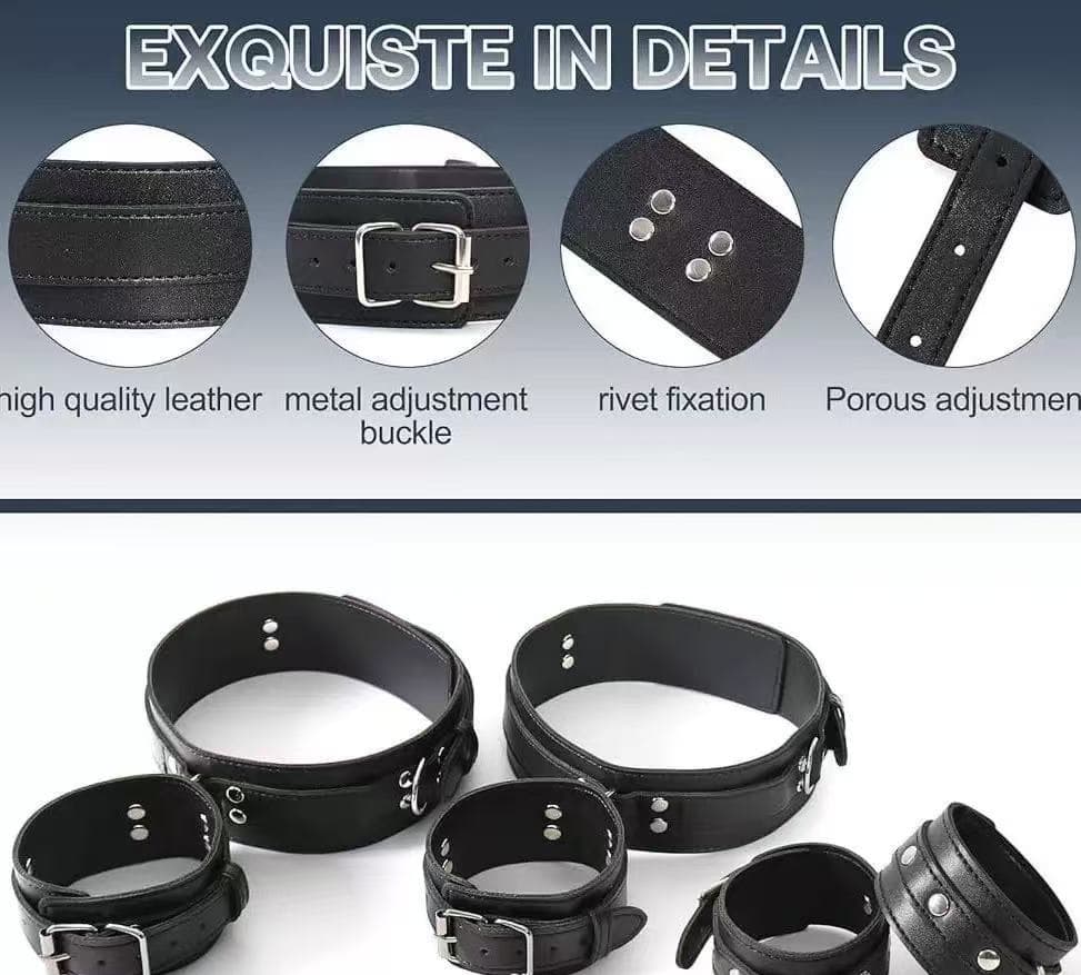 Adult Sex Toys SM Couples Bondage Set Including Handcuffs And Thighleg Restraints Made From Leather - thumbnail 4