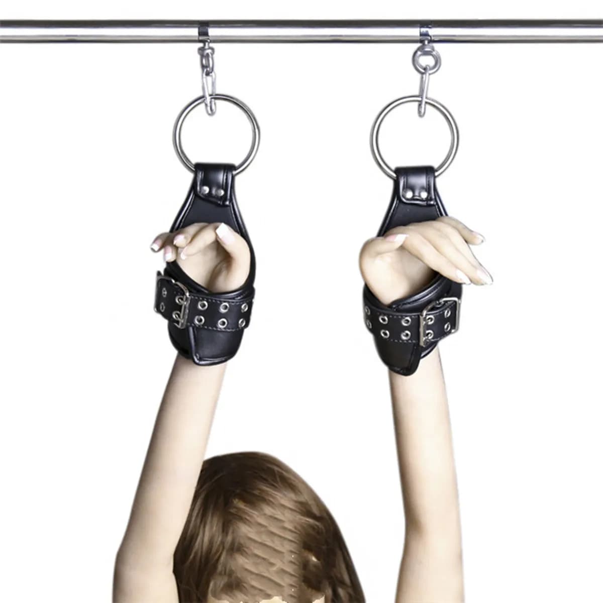 Leather ankle and wrist suspension cuffs for bondage - image 1