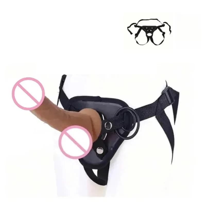 Adjustable strap-on harness with realistic dildo pants