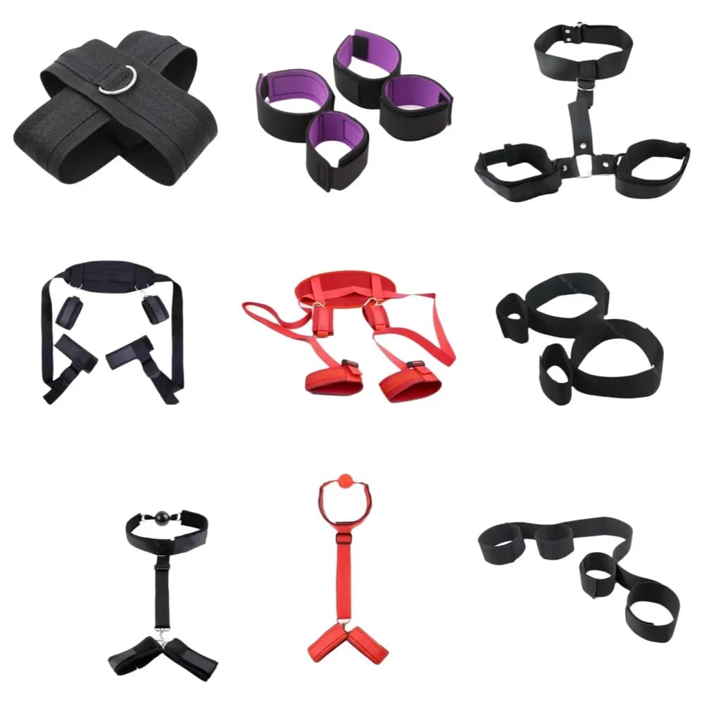 Adjustable bondage handcuffs and ankle straps set - image 1