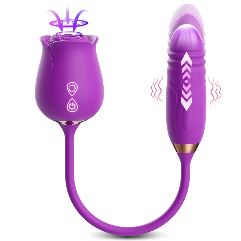 Dual action rose vibrator with suction and penetration - image 1