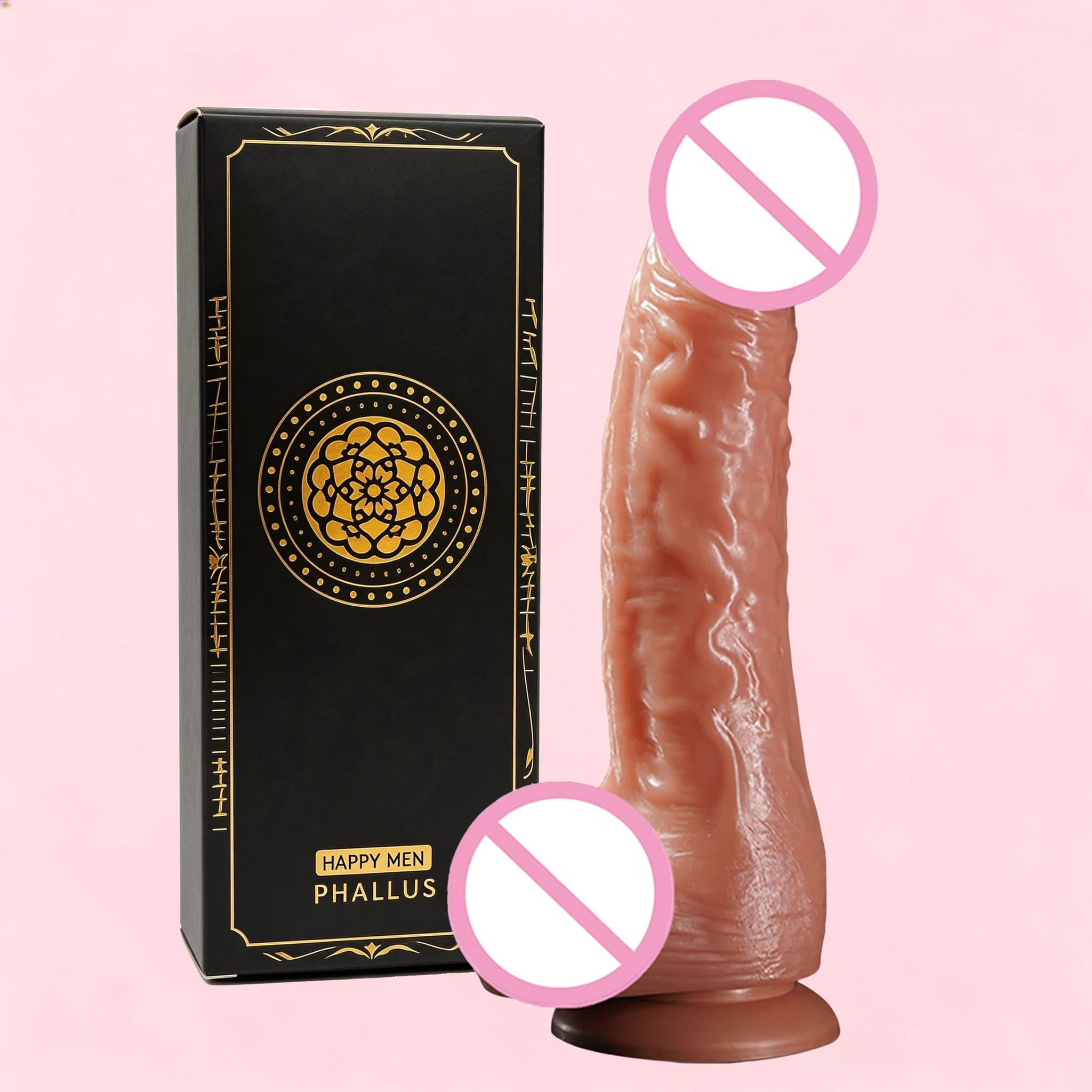 Realistic textured silicone dildo with strong suction base - image 1
