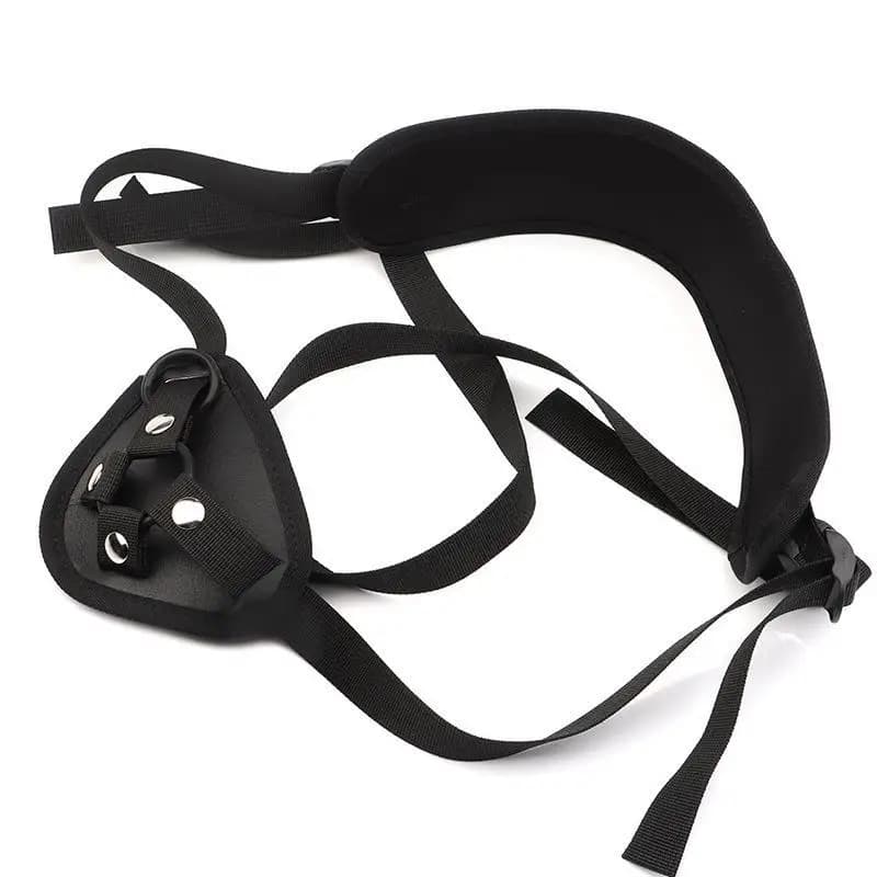 Adjustable faux leather strap-on harness with padded base - image 1