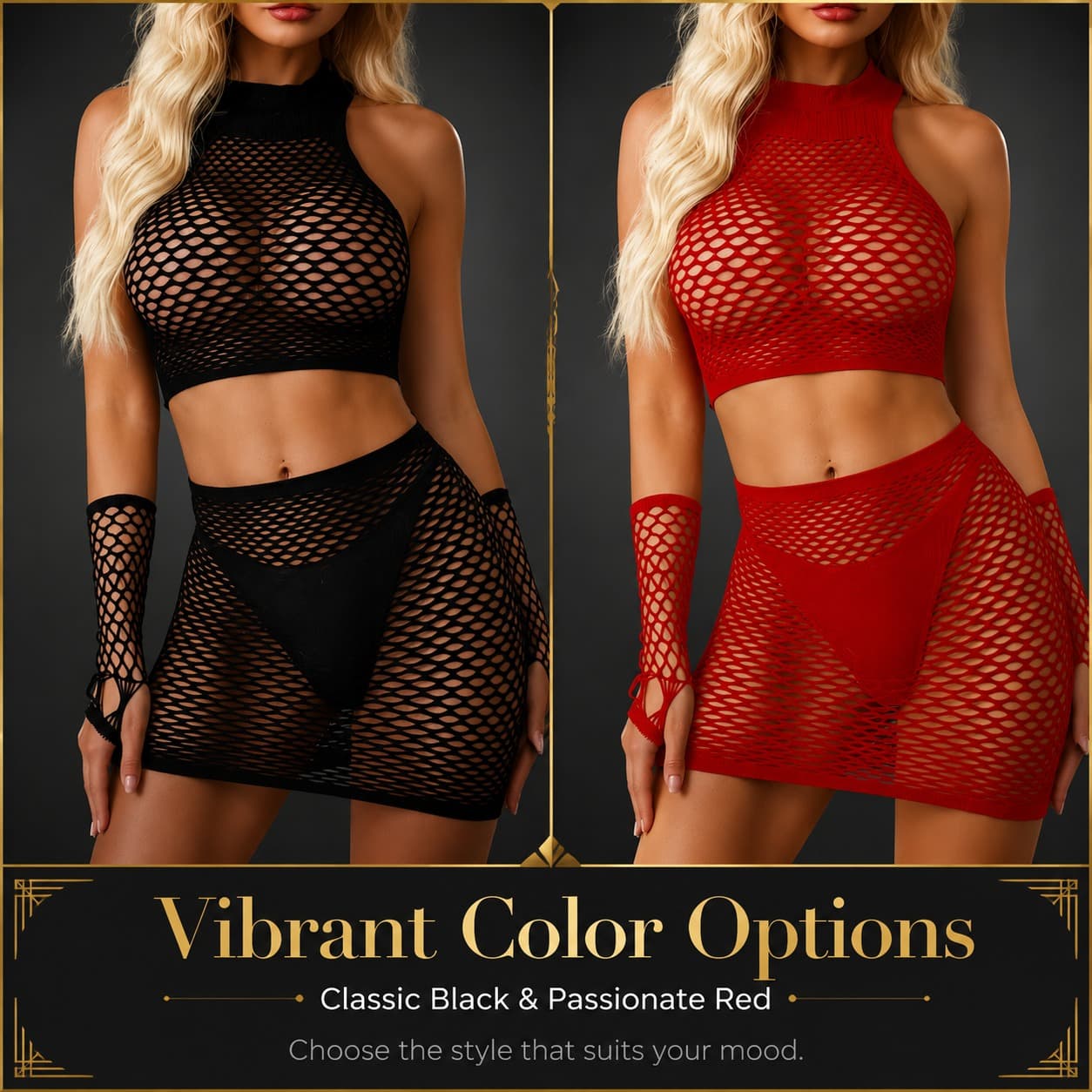 Fishnet Halter Lingerie Set - image 1
