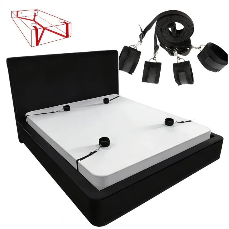 Adjustable bed bondage restraint set with cuffs - image 1