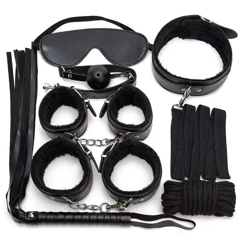 Complete bondage kit with cuffs and blindfold - image 1