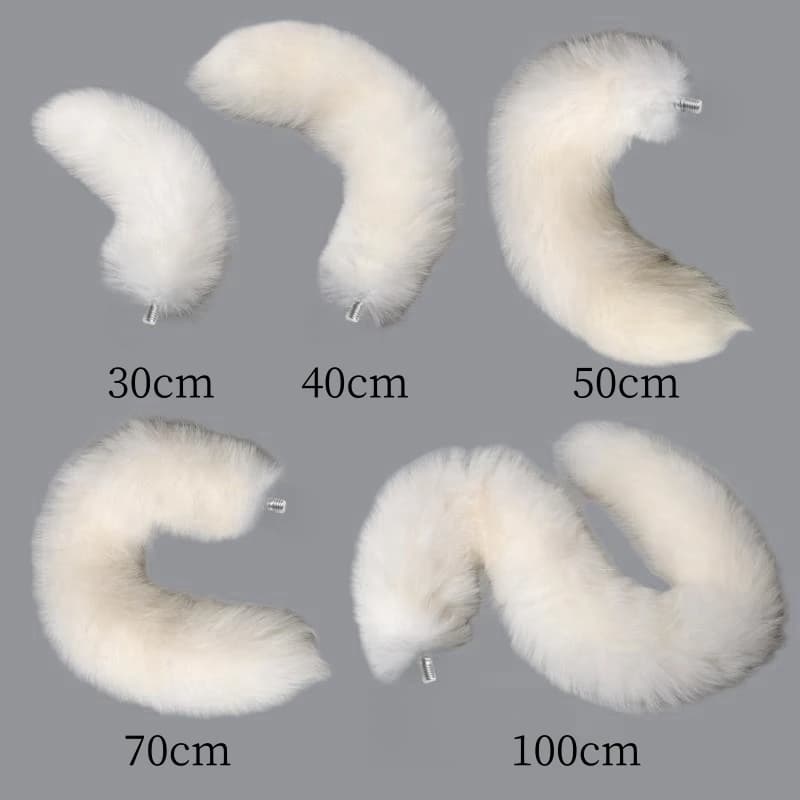 Spliceable white fox tail bondage and cosplay accessory - image 1