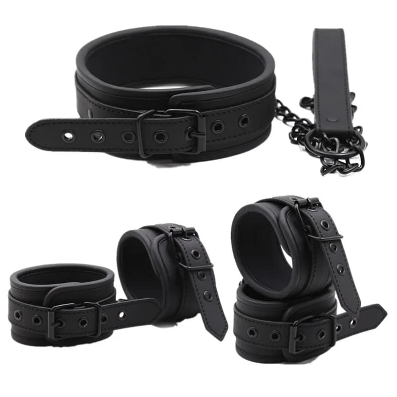 BDSM bondage set with restraints and collar - image 1