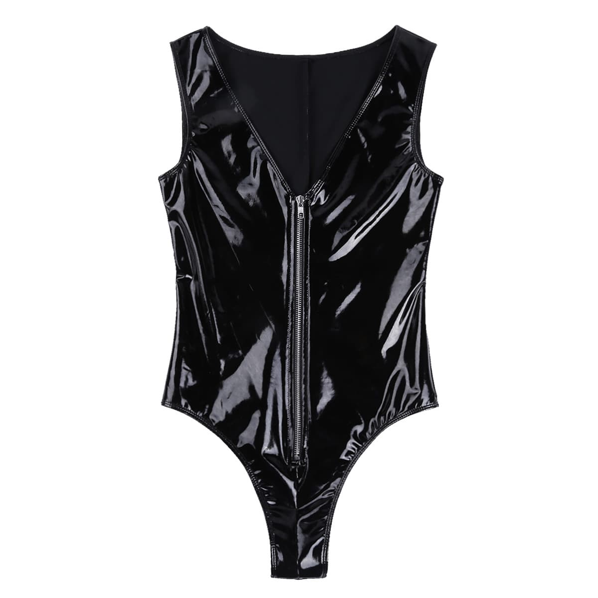 Wet-Look Zip Bodysuit - image 1