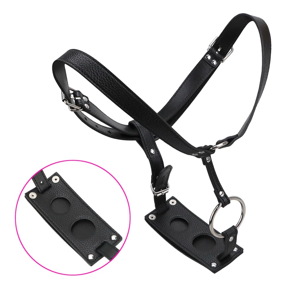 Adjustable faux leather strap-on harness belt