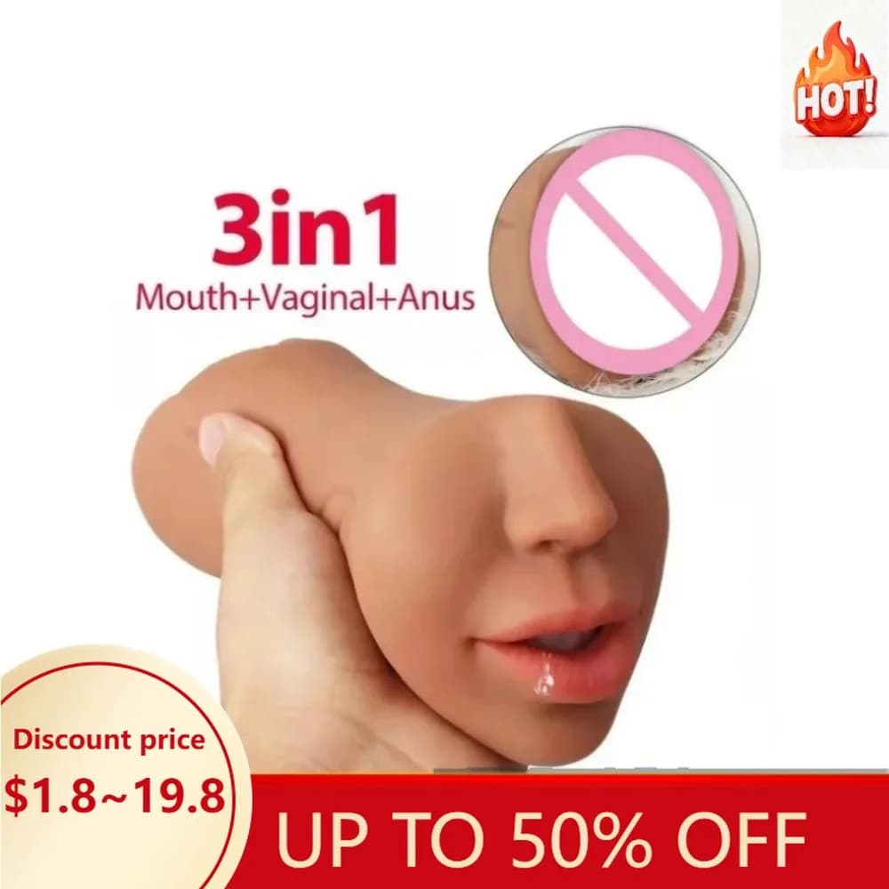 Realistic oral male masturbator in soft TPE - image 1